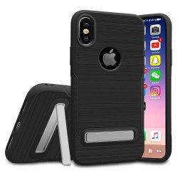 iPhone X (Ten) Brushed TPU Hybrid Kickstand Case (Black)